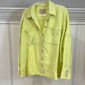 Free People Lime Green Button-Up Shirt